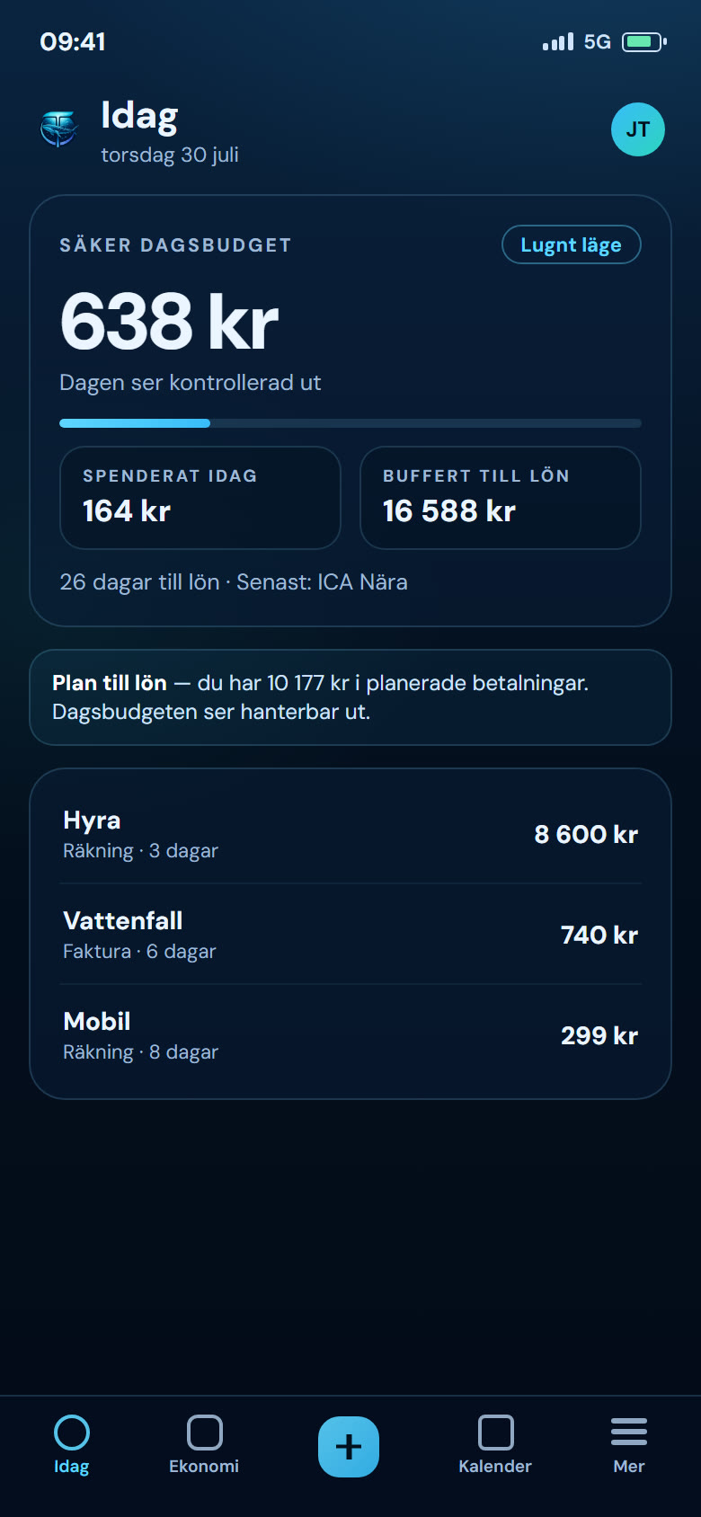 Tynera-appen: Säker dagsbudget